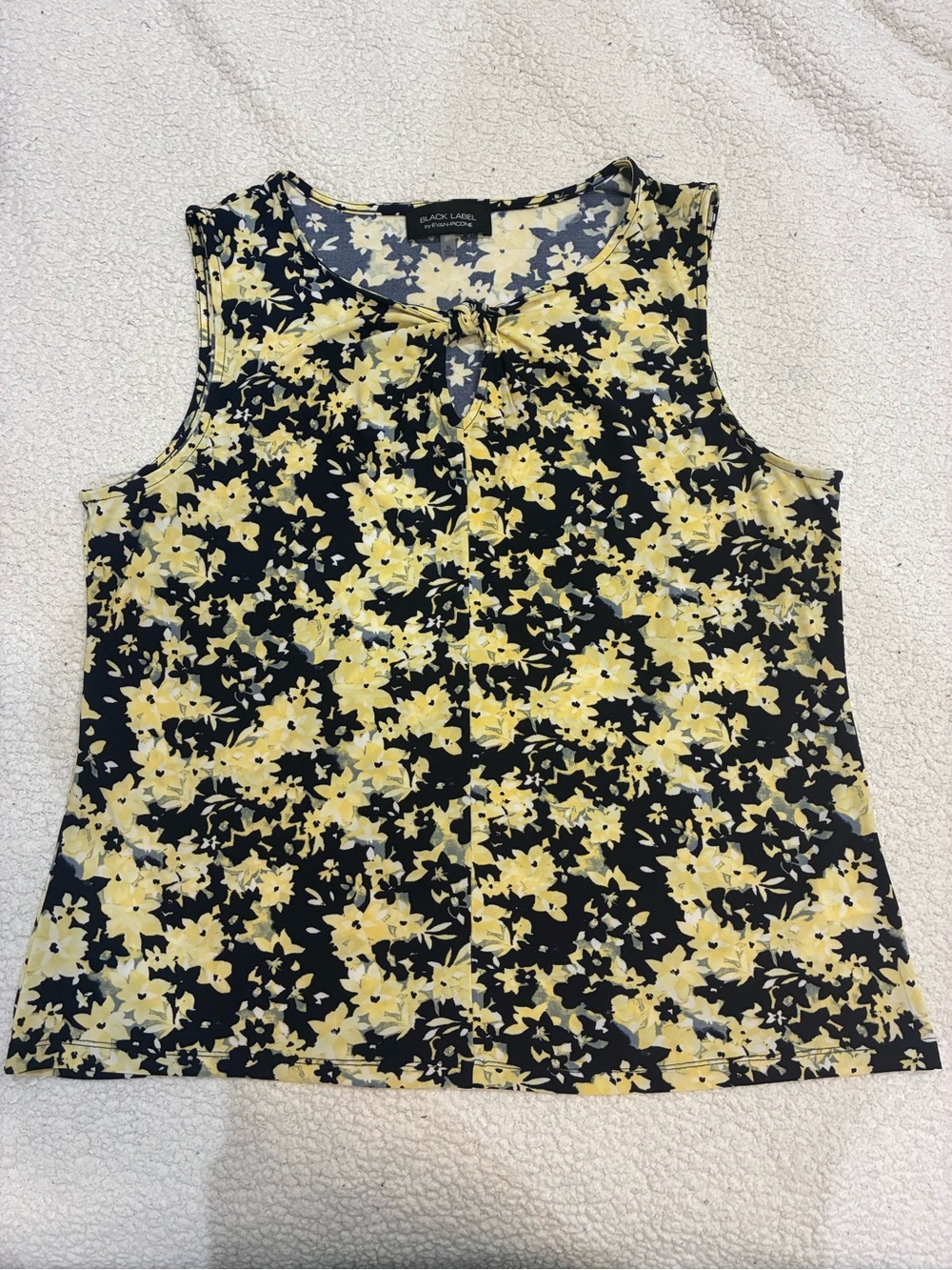 Evan Picone Yellow Floral Sleeveless Blouse w/ keyhole | XL | EUC